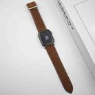 For Apple Watch SE 44mm Rhombus Pattern Magnetic Square Buckle Leather Watch Band(Dark Brown) - 2