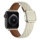 For Apple Watch Series 6 40mm Rhombus Pattern Magnetic Square Buckle Leather Watch Band(Creamy White) - 1