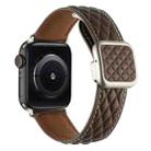 For Apple Watch Series 5 44mm Rhombus Pattern Magnetic Square Buckle Leather Watch Band(Dark Coffee) - 1