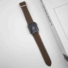 For Apple Watch Series 5 44mm Rhombus Pattern Magnetic Square Buckle Leather Watch Band(Dark Coffee) - 2