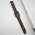 For Apple Watch 38mm Rhombus Pattern Magnetic Square Buckle Leather Watch Band(Dark Coffee) - 2