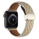 For Apple Watch Series 9 41mm Rhombus Pattern Magnetic Folding Buckle Leather Watch Band(Starlight Color) - 1