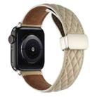 For Apple Watch 38mm Rhombus Pattern Magnetic Folding Buckle Leather Watch Band(Starlight Color) - 1