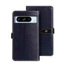 For Google Pixel 8 Pro idewei Crocodile Texture Leather Phone Case(Dark Blue) - 1