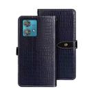 For Motorola Edge 40 Neo idewei Crocodile Texture Leather Phone Case(Dark Blue) - 1