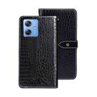 For Motorola Moto G54 5G idewei Crocodile Texture Leather Phone Case(Black) - 1