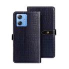 For Motorola Moto G54 5G idewei Crocodile Texture Leather Phone Case(Dark Blue) - 1