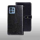 For Motorola Edge 40 Pro 5G idewei Crocodile Texture Leather Phone Case(Black) - 1