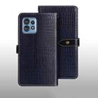 For Motorola Edge 40 Pro 5G idewei Crocodile Texture Leather Phone Case(Dark Blue) - 1