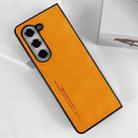 For Samsung Galaxy Z Fold5 i.Crystal Lambskin Folding Phone Case(Orange) - 1