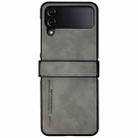 For Samsung Galaxy Z Flip4 i.Crystal Lambskin Three-piece Folding Phone Case(Light Grey) - 1