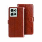 For Motorola Moto G75 5G idewei Crazy Horse Texture Leather Phone Case(Brown) - 1