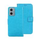 For Motorola Moto E15 idewei Crazy Horse Texture Leather Phone Case(Sky Blue) - 1