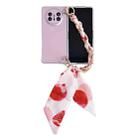 For Huawei Mate X5 Metallic Paint Leather Phone Case with Scarf Bracelet(Pink) - 1