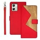 For Motorola Moto G54 5G EU Version idewei Two-color Splicing Leather Phone Case(Red) - 1