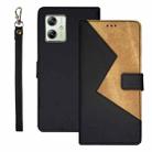 For Motorola Moto G54 5G EU Version idewei Two-color Splicing Leather Phone Case(Black) - 1