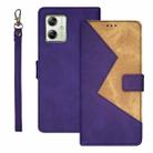 For Motorola Moto G54 5G EU Version idewei Two-color Splicing Leather Phone Case(Purple) - 1