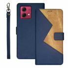 For Motorola Moto G84 5G idewei Two-color Splicing Leather Phone Case(Blue) - 1