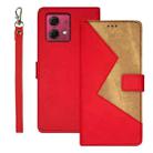 For Motorola Moto G84 5G idewei Two-color Splicing Leather Phone Case(Red) - 1