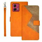 For Motorola Moto G84 5G idewei Two-color Splicing Leather Phone Case(Orange) - 1