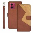 For Motorola Moto G84 5G idewei Two-color Splicing Leather Phone Case(Brown) - 1