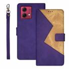 For Motorola Moto G84 5G idewei Two-color Splicing Leather Phone Case(Purple) - 1