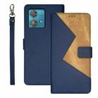 For Motorola Edge 40 Neo idewei Two-color Splicing Leather Phone Case(Blue) - 1