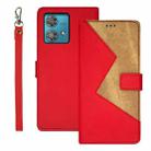 For Motorola Edge 40 Neo idewei Two-color Splicing Leather Phone Case(Red) - 1