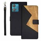 For Motorola Edge 40 Neo idewei Two-color Splicing Leather Phone Case(Black) - 1