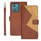 For Motorola Edge 40 Neo idewei Two-color Splicing Leather Phone Case(Brown) - 1