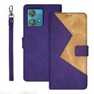 For Motorola Edge 40 Neo idewei Two-color Splicing Leather Phone Case(Purple) - 1