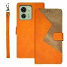 For Motorola Edge 40 5G idewei Two-color Splicing Leather Phone Case(Orange) - 1