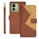 For Motorola Edge 40 5G idewei Two-color Splicing Leather Phone Case(Brown) - 1