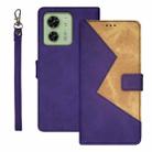 For Motorola Edge 40 5G idewei Two-color Splicing Leather Phone Case(Purple) - 1