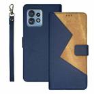 For Motorola Edge 40 Pro 5G idewei Two-color Splicing Leather Phone Case(Blue) - 1