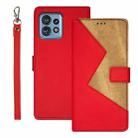 For Motorola Edge 40 Pro 5G idewei Two-color Splicing Leather Phone Case(Red) - 1