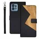 For Motorola Edge 40 Pro 5G idewei Two-color Splicing Leather Phone Case(Black) - 1