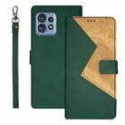 For Motorola Edge 40 Pro 5G idewei Two-color Splicing Leather Phone Case(Green) - 1