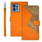 For Motorola Edge 40 Pro 5G idewei Two-color Splicing Leather Phone Case(Orange) - 1