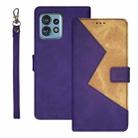 For Motorola Edge 40 Pro 5G idewei Two-color Splicing Leather Phone Case(Purple) - 1