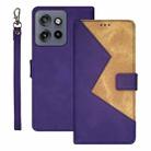 For Motorola Edge 50 Neo idewei Two-color Splicing Leather Phone Case(Purple) - 1