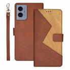 For Motorola Moto G55 5G idewei Two-color Splicing Leather Phone Case(Brown) - 1