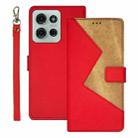 For Motorola Moto G75 5G idewei Two-color Splicing Leather Phone Case(Red) - 1