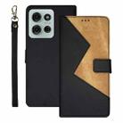 For Motorola Moto G75 5G idewei Two-color Splicing Leather Phone Case(Black) - 1