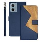 For Motorola Moto E15 idewei Two-color Splicing Leather Phone Case(Blue) - 1