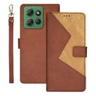 For Motorola Moto G Power 2025 idewei Two-color Splicing Leather Phone Case(Brown) - 1