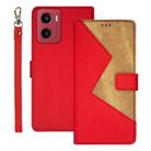 For Motorola Moto G05 idewei Two-color Splicing Leather Phone Case(Red) - 1
