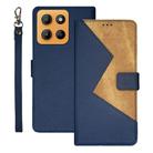 For Motorola Moto G15 idewei Two-color Splicing Leather Phone Case(Blue) - 1