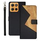 For Motorola Moto G15 idewei Two-color Splicing Leather Phone Case(Black) - 1