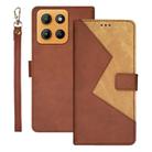 For Motorola Moto G15 idewei Two-color Splicing Leather Phone Case(Brown) - 1
